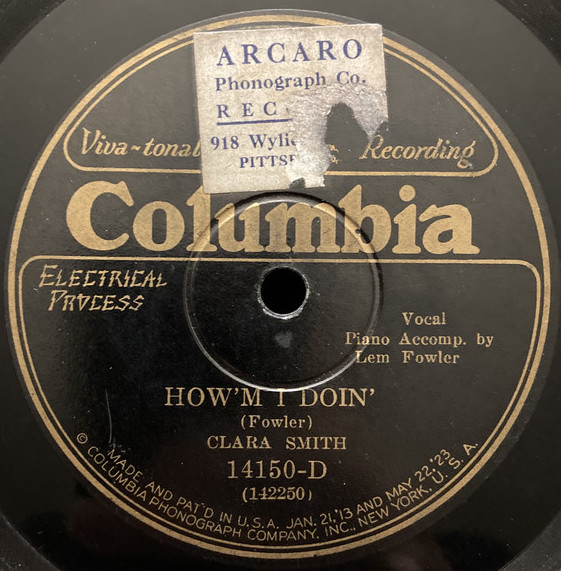 How'm I Doin' record label as recorded by Clara Smith and Lemuel Fowler